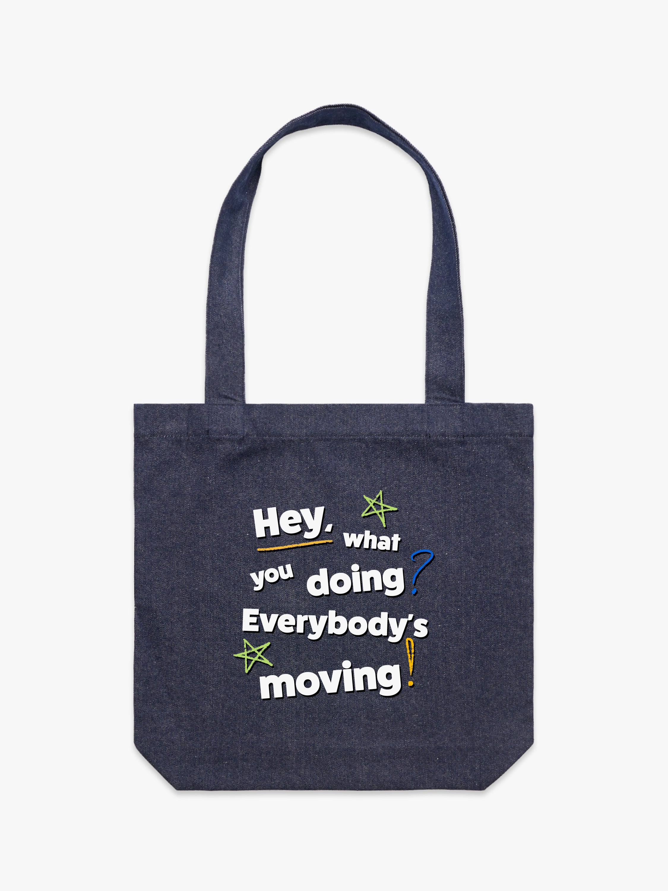 Little Lunch Hey, What You Doing? Tote Bag Denim